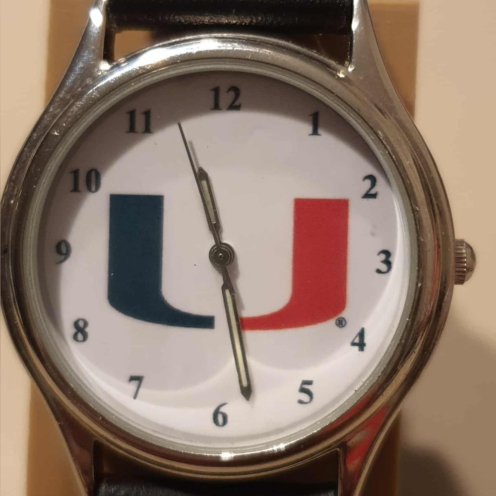 🦋10/$20🦋 Miami Hurricanes Silver/White Leather Women's Watch